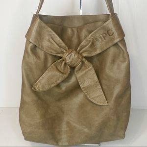 Lupo Taupe Brown Tote with bow